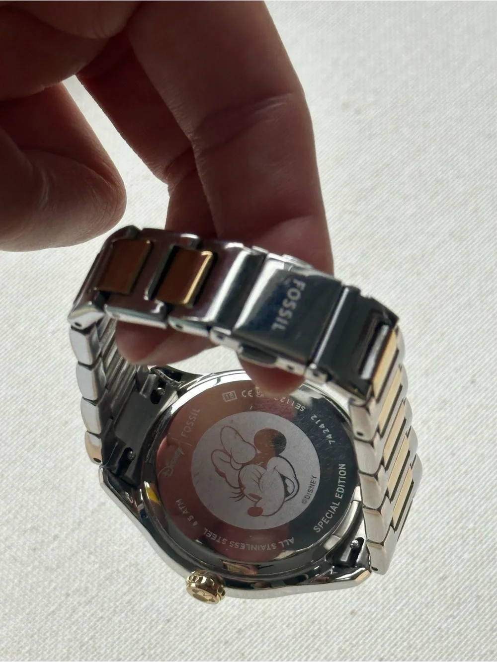 Fossil Two-Tone Stainless Steel Watch with White Dial Disney
